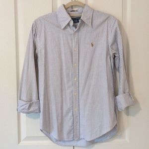 Ralph Lauren blue & white striped oxford button up